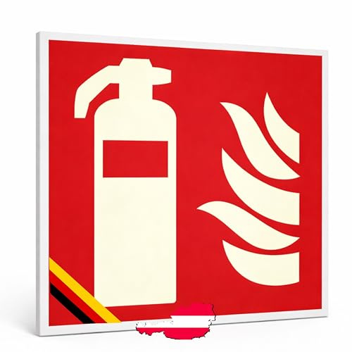 Schild Feuerlöscher | extra langnachleuchtend | PVC selbstklebend 148x148mm | DIN EN ISO 7010 F001 | DIN 67510 (Brandschutzzeichen) Pixadruck (1)