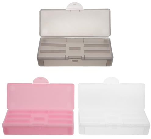 Ipetboom Boîte de Présentation pour Nail Art 3 Pièces en Plastique Transparent Rose et Noir Translucide Boîte de Rangement à Double Couche pour Accessoires de Manucure et Pédicure
