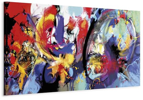 B&D XXL - Tableau décoratif abstrait 135x45 cm - Impression sur toile colorée - Décoration murale pour salon et chambre - Abstraction expression artistique coloré moderne joie a-A-0279-b-a