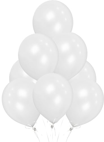 White Latex Balloons 12, 25pcs | Helium-Quality, Wedding, Birthday, Anniversary, Christening, Communion & Christmas Party Decorations