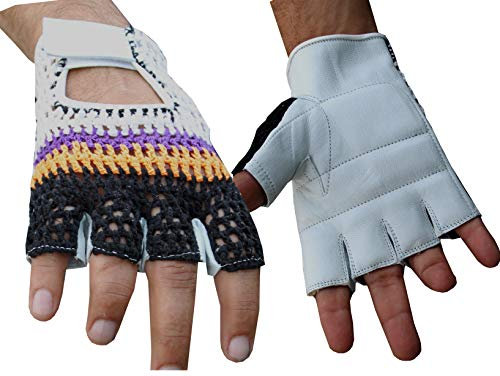 Lisaro Leder Netz Handschuhe Fingerlos Für Fahrradfahren Fitness Radfahren Autofahren Bodybuilding Gewichtheben Weiss-schwarz-rot (M)