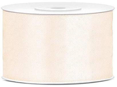 DaLoKu Satinband 6/12/25/38/50/100mm x 25m Geschenkband Schleifenband, Größe: 38mm x 25m, Farbe: helles Creme