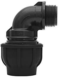 Gebo Plast Winkel mit Aussengewinde PE Klemmfitting Abzweig Klemmverbinder AG (25 mm x 1)