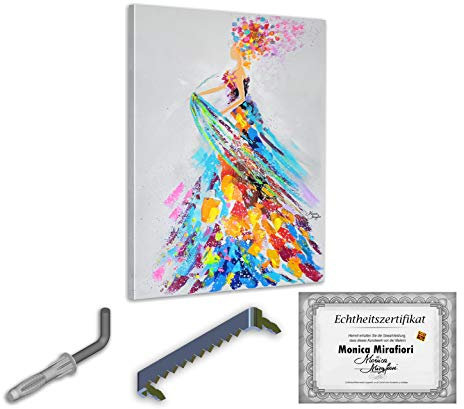 Monica Mirafiori I 100% HANDGEMALT I Gemälde Frau Frühling I 100x70cm | Gemälde Handgemalt | Acrylgemälde | Sehr Großes Acrylbild I Moderne Kunst I Kunstbilder