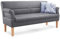 CAVADORE 3-Sitzer Kira, Sitzbank für Küche, Esszimmer oder Wohnküche in Büffellederoptik, Inkl. Armteilverstellung und Federkern, 189 x 94 x 81, Mikrofaser: hellgrau