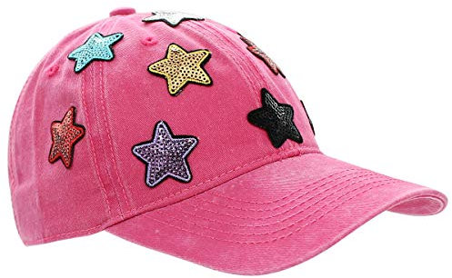 dy_mode Damen Kappe Basecap Baseball Cap Mütze Schirmmütze mit Pailletten - K101 (K101-Pink)