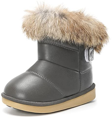 KVbabby Bambine e Ragazze Carino Stivali da Neve Morbide Fodera calda Stivali Scarpe di Cotone Piatto Pelliccia Stivali,grigio,20 EU = produttore 21