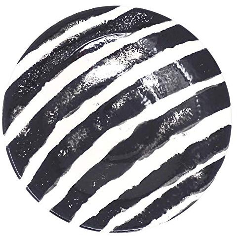 Lashuma Dekoteller klein Ø 16 cm, Runde Servierplatte Keramik, Teller Schwarz Weiß Motiv: Zebra