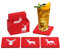 Edles Set Filz-Untersetzer Rot-Weiß, Glasuntersetzer-Set, 9-teilig, Für Wein, Bier, Cocktail