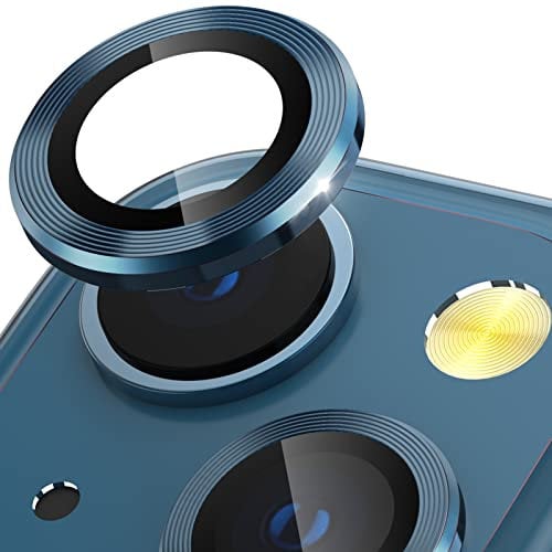 CloudValley Pellicola Fotocamera Compatibile con iPhone 13 / iPhone 13 Mini, [Durezza 9H & Vetro Temperato] Protezione Fotocamera in Lega di Alluminio - Blu