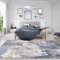Rugs Essentials Contemporary Design Teppich Vintage Print Blau, Innenteppich für Wohnzimmer - Schlafzimmer, Abstraktes Patchwork, Maschinengewebt 100% Polyester, 160x230 cm, Blau