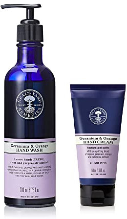 Neal's Yard Remedies Geranium and Orange Hand Duo - Keep Hands Deeply Nourished and Soft - Hand Wash (200 ml) and Hand Cream (50 ml)