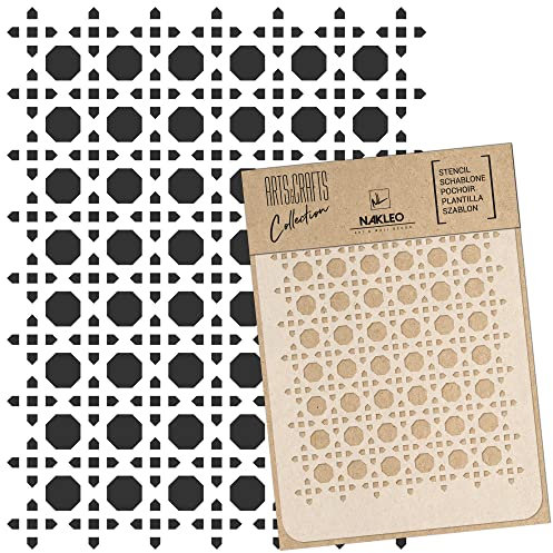 NAKLEO Malschablone für Handwerk A4 21x30cm, Rattan Boho Rotang Muster, Wiederverwendbare Kunststoff DIY & Scrapbooking Zeichenschablone, Decoupage Kunst Vorlage, Wand Stoff Möbel Holz