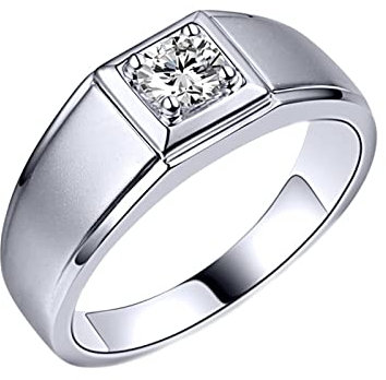 Daesar Ehering 750 Weißgold, Ring Männer Bandring mit Diamant 0.3ct Hochzeitringe Größe 68 (21.6)