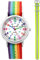 Pacific Time Kinder Armbanduhr Mädchen Jungen Lernuhr sehr gut ablesbar Wechsel Textilarmband Regenbogen + gelb reflektierend analog Quarz 12918