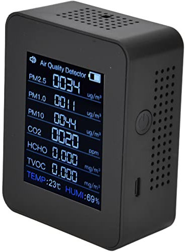 NEZE Air quality monitor, USB charging multifunction TVOC detector for PM1.0 PM10 for CO2 TVOC for HCHO PM2.5 Black (NEZEUmxI-11)