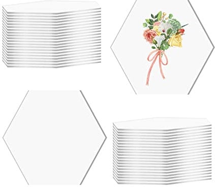 YWNYT 40 Stück Acryl-Tischkarten, transparent, sechseckig, blanko, Sitzkarten, transparent, Acryl, blanko, sechseckige Fliesen, Namenskarten für Hochzeit, Abendessen, Party, Bankett