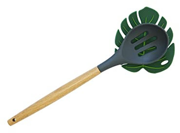 FISURA - Original Spoon Holder - Leaf Shaped, Silicone Spoon Rest Kitchen, Green Utensil Rest, 11.5 x 11.5 cm