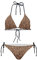 JEOCODY Damen-Bikini-Set mit hoher Taille, zweiteilig, Badeanzüge, Triangel-Bikini-Set, braunes leopardenmuster, XL