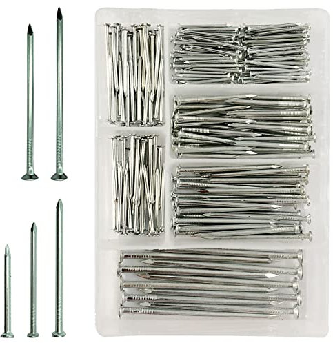 Buystarget 250x Flat Head Nails Assorted DIY Wood Carpentry Pins Nail Metal Building Home