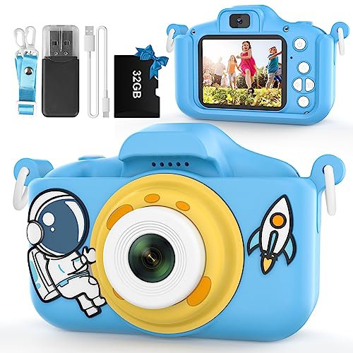 Cámara para Niños, Cámara Digital para Niños Juguete Camara Fotos Infantil para Niños y Niñas, Cámara de Video HD 1080P con Doble Cámara, Viene con Tarjeta SD de 32GB