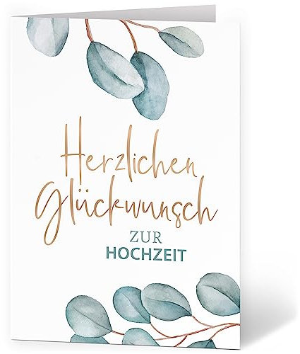 XXL Glückwunschkarte (A4) | zur Hochzeit | mit Umschlag | Eucalyptus Rahmen 2 | edle und hochwertige Klappkarte | Große Design Karte zum Verschenken | Maxi Karte Überformat