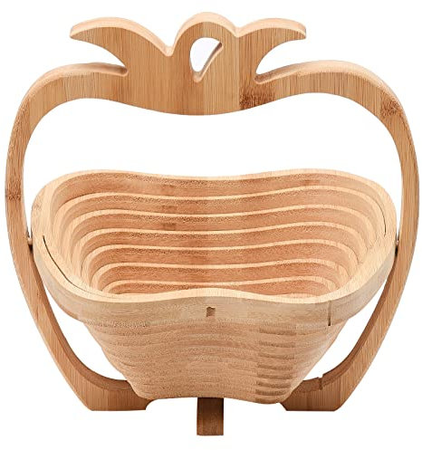 Corbeille de Fruits en Bois, Corbeille Cadeau de Fruits Secs, Corbeille de Fruits Pliable Corbeille de Fruits et Légumes en Bois Pliable, Support de Pain Pliable Support de Bol de Fruits pour la(#1)