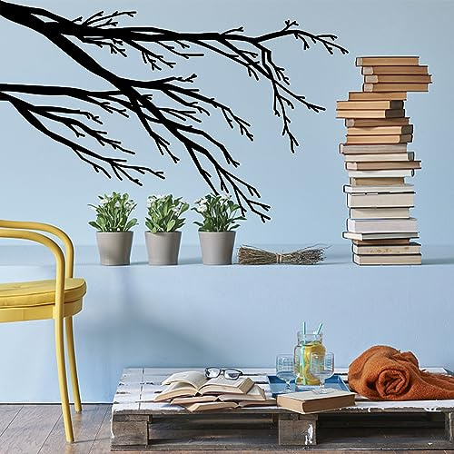 SUPERDANT Wandaufkleber Mit Verwelkten Zweigen Pflanzenstamm Wandsticker Abnehmbar Zum Abziehen Und Aufkleben Kunstbild Wandtattoo Dekor Vinyl Wandsticker Für Schlafzimmer Wohnzimmer TV Hintergrund