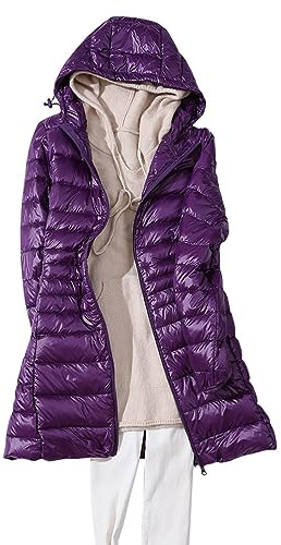 ORANDESIGNE Piumino Leggero Donna con Cappuccio Puffer Jacket Leggeri Giacca Cappotto Lungo Giubbino Down Jacket Piumino Leggero Caldo Giacche Trapuntato Slim Piumini Invernale