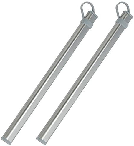 Fegtrty 2 tubos de almacenamiento de palillos de aleación de aluminio para palillos de titanio, caja de almacenamiento sin palillos gris