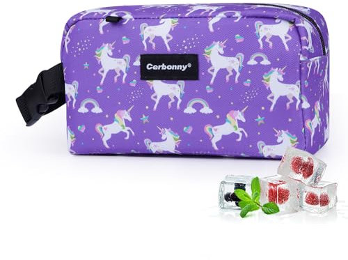 Cerbonny Small Cooler Bag Freezable Lunch Bag for Work School Travel,Small Lunch Bag,Small Insulated Bag For Kids/Adults,Freezer Lunch Bags,Mini Lunch Bag Fit For Yogurt,Suit for 3+(purple unicorn)