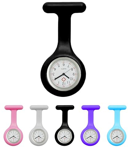 PCL Media ltd Fob Watches for Nurses Fob Watch Brooch for Women for The Health Care Industry Nurses Watch Silicon (Black)