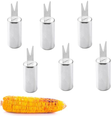 6PCS Maiskolben Spieße, Edelstahl Maiskolben,Lebensmittel Obst Gabeln, Premium Maiskolben Spieße - Perfekt für Ihren Grillabend! Genießen Sie köstliche Gegrillte Maiskolben