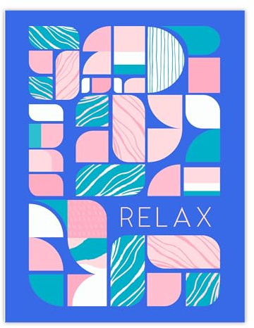 Wee Blue Coo Chill Pattern Relax Quote Affirmation Calm Blue Spa Large Wall Art Poster Print Thick Paper 18X24 Inch