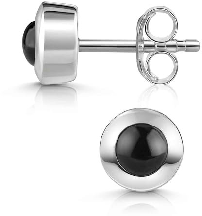 Materia Ohrstecker Silber 925 schwarzer Onyx Stein für Frauen SO-207-Onyx