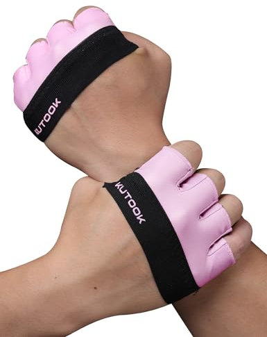 KUTOOK Fitnesshandschuhe Herren Kraftsport Krafttraining Handschuhe Damen Gym Gloves Women Sporthandschuhe Griffpolster Trainingshandschuhe Pink Leopard Muster XL