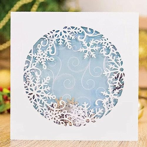 Rosojodg Metall-Stanzformen für Kartenherstellung, Schneeflocken-Kreis-Hintergrund-Schablone für DIY Scrapbooking, Albumprägung, Foto-Bastelarbeiten, Papierkarten, dekoratives Handwerk, Stanzen