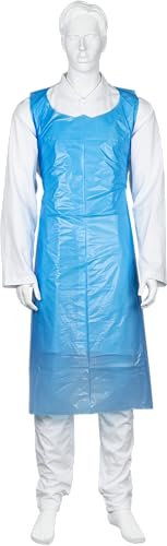 ABENA Apron | 150x85cm | Blue | LDPE | 35 Micron | Non-Sterile | Single Use | On Block | PPE | Disposable Aprons for Adults | Unisex Blue Apron | with Neck Loop and Back Waist Ties | Pack of 50