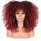 ISAMY Lange lockige Perücken für Schwarze Frauen Afro Bomb Curly Perücke mit Pony Synthetische Faser Klebefrei Lange Afro Kinky Curly Haar (Ombre Rot)