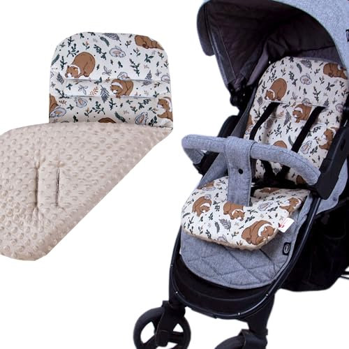 BabyLux SITZAUFLAGE für Kinderwagen Buggy Sitzeinlage Kinderwagenauflage (S129. Bär Braun)