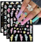 JMEOWIO 3D Embossed Flower Nail Art Stickers Decals Self-Adhesive 5D Spring Summer Floral Butterfly Pink White Nail Supplies Nail Art Design Decoration Accessories 4 Sheets