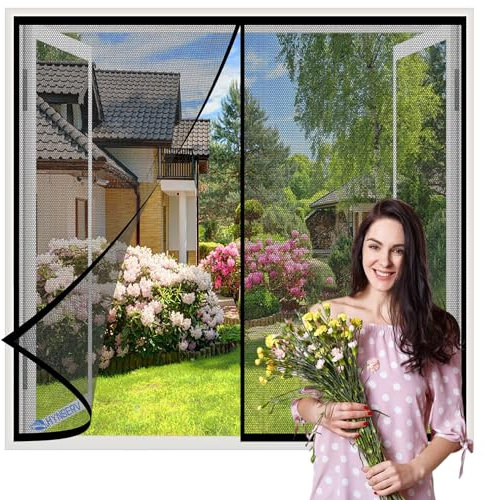 Magnet Fliegengitter Fenster Insektenschutz 250x240cm Schwarz Fliegengitter Fenster Mückengitter Kinderleichte Klebemontage Ohne Bohren für Wohnzimmer Terrassentür