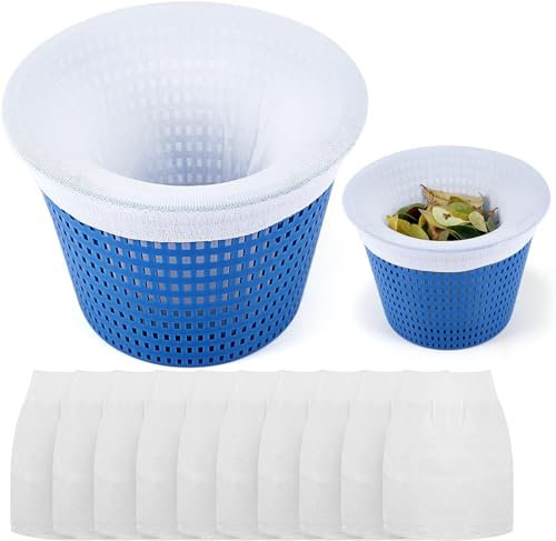 Juego de 10 calcetines para skimmer de piscina, calcetines reutilizables para skimmer de piscina, filtros, los calcetines para skimmer eliminan las plantas acuáticas, la espuma, los insectos y el pelo