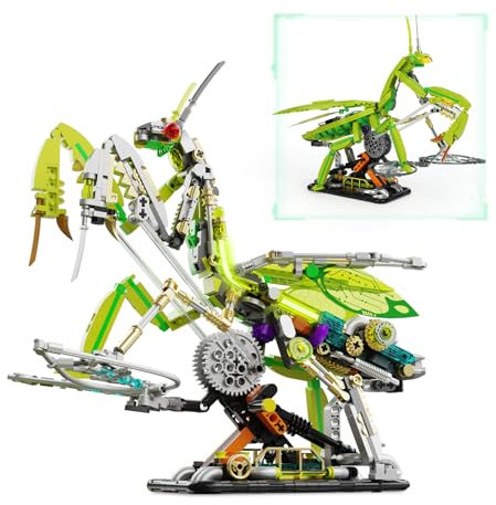 QLT QIAOLETONG Gottesanbeterin Spielzeug Klemmbausteine Baustein mit Licht, Kreative exotische Tiere Bausteine für Jungen und Mädchen im Alter von 8-16+ Jahren(999PCS)