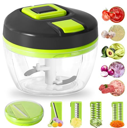 Cokaca Tritatutto Manuale, 550ml Tritatutto Manuale a Corda con SUS 402 Lame, Taglia Cipolla Manuale, Tritatutto da Cucina Manuale Taglia da Cucina