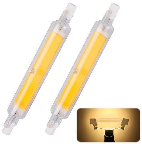 WIYETY R7S LED 118mm Dimmbar: 2er 20W R7S LED 118mm Ersatz für 200W Halogen Leuchtmittel, LED Stab 360° Strahlbeleuchtung, Halogenstab 118mm R7S LED Glühbirne Warmweiß 3000K 2000LM, Kein Flackern