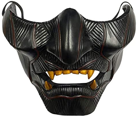 XingGYY Ghost of Tsushima Maske Jin Sakai Gosaku Samurai Cosplay Ritter Dämonenmaske Harz Halbgesichtsmaske Halloween Cosplay Party Requisiten für Erwachsene (Stil 2)