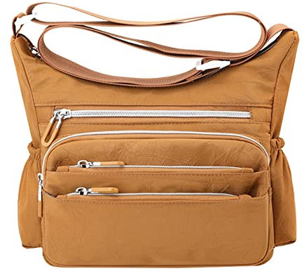 Brusttasche GeldböRsen Damen Multi Pocket Lässige Umhängetasche Damen Wasserdichte Umhängetasche Handtasche Für Den Täglichen Gebrauch Reisen Schultaschen Schwarze Handtasche FüR (Gold, One Size)