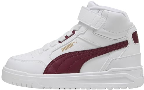 PUMA Shuffle Downtown MID AC+ PS Sneaker, White-Team Regal RED Gold, 29.5 EU