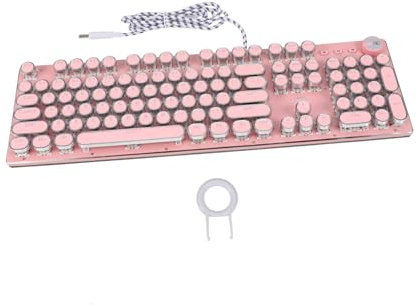 OSALADI Retro Punk Mechanical Gaming Keyboard Cute Cherry Design Ergonomic for Laptops Desktops Precise Keystrokes Easy Maintenance for Gamers and Students